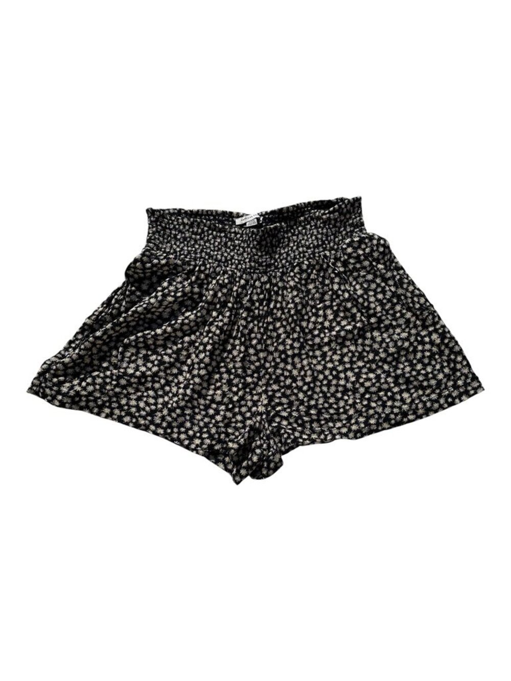 American Eagle Floral Smocked Soft Shorts Medium High Waisted Black Daisy Flowy